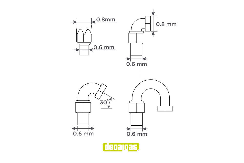 Hose joints for 1/24 scale models: 0.8mm Hose joints set 2
