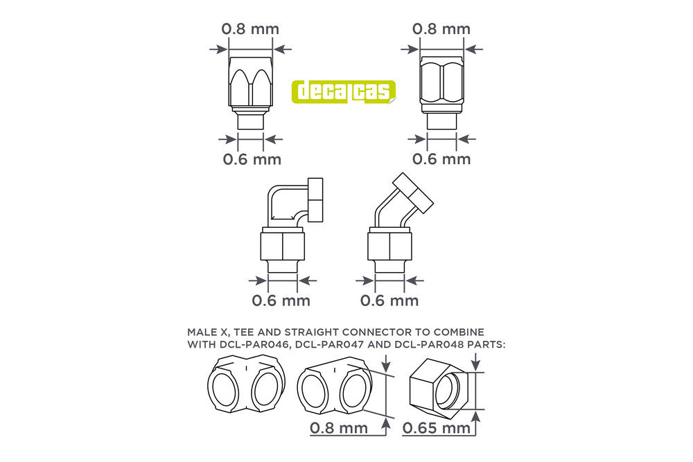 Hose joints for 1/24 scale models: 0.8mm Hose joints set 3