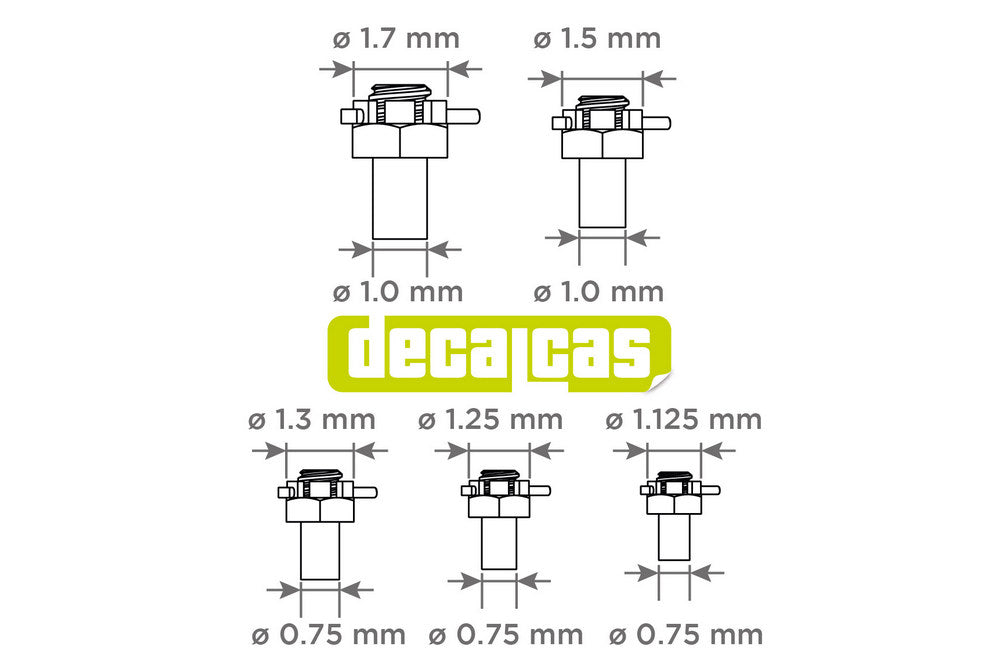 Nuts for scale models: Castle nut with split pin 1,125mm, 1,25mm, 1,3mm, 1,5mm, 1,70mm