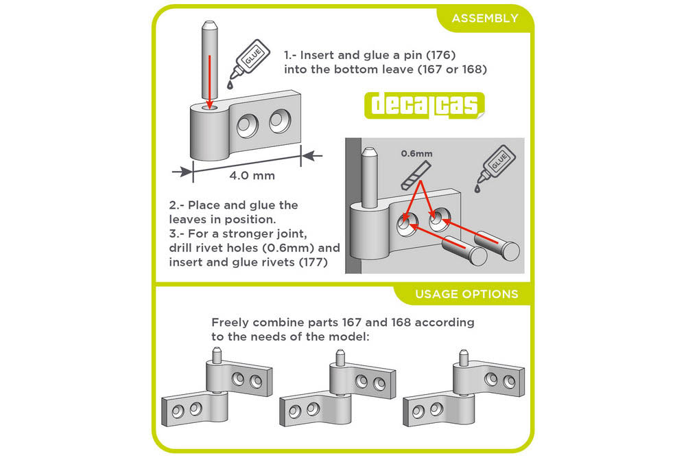 Detail for scale models: Hood door hinges - Type 2
