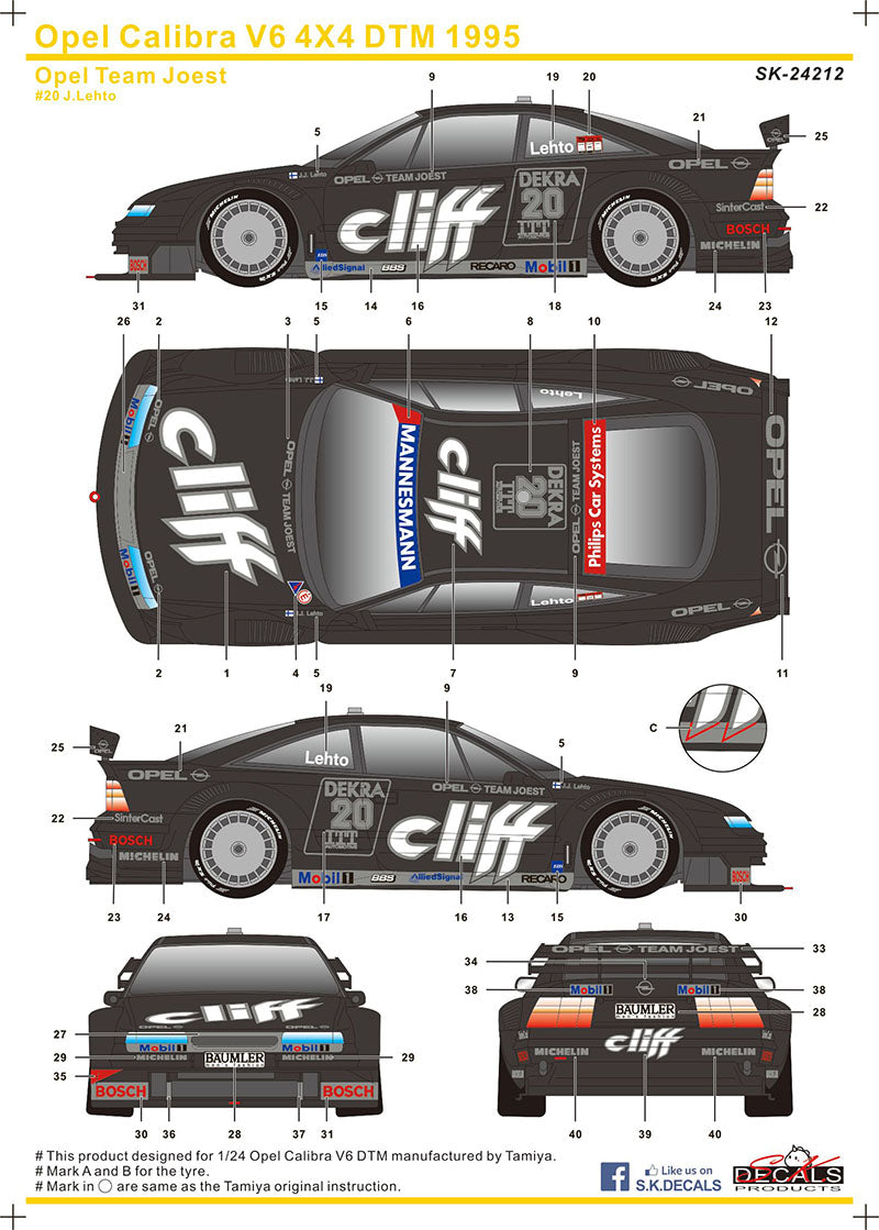 Opel Calibra V6 4X4 DTM Cliff für Tamiya 1:24