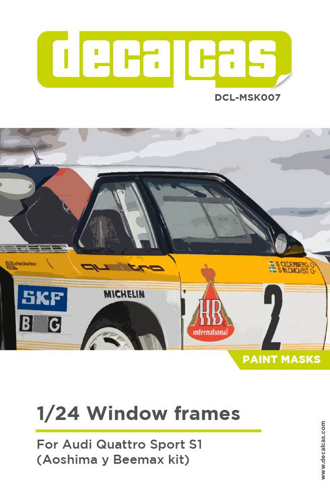 Window frame pre-cut paint masks for 1/24 scale models: Audi Quattro Sport S1 Group B