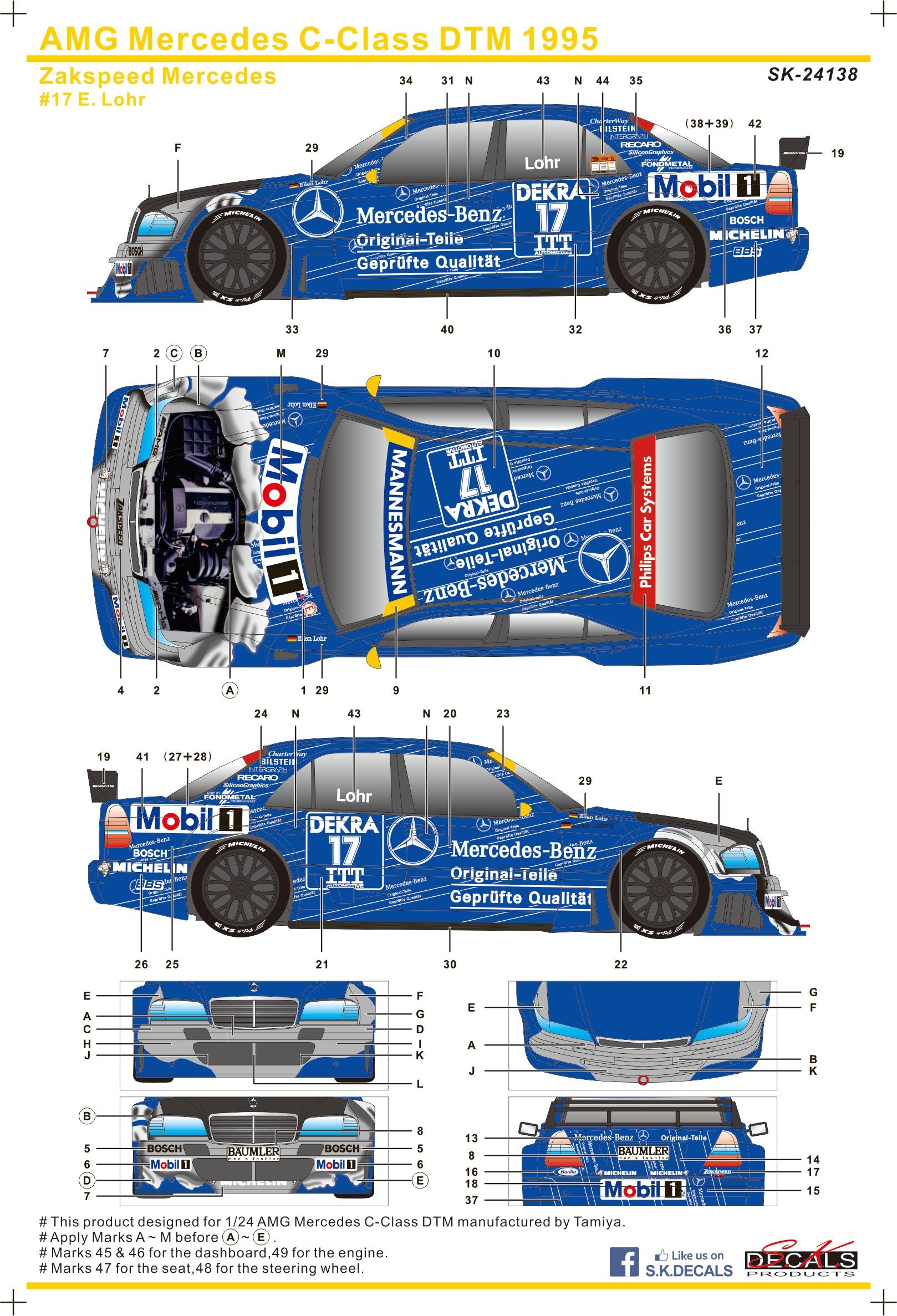 AMG Mercedes C-Class DTM 1995 Zakspeed Transkit für Tamiya