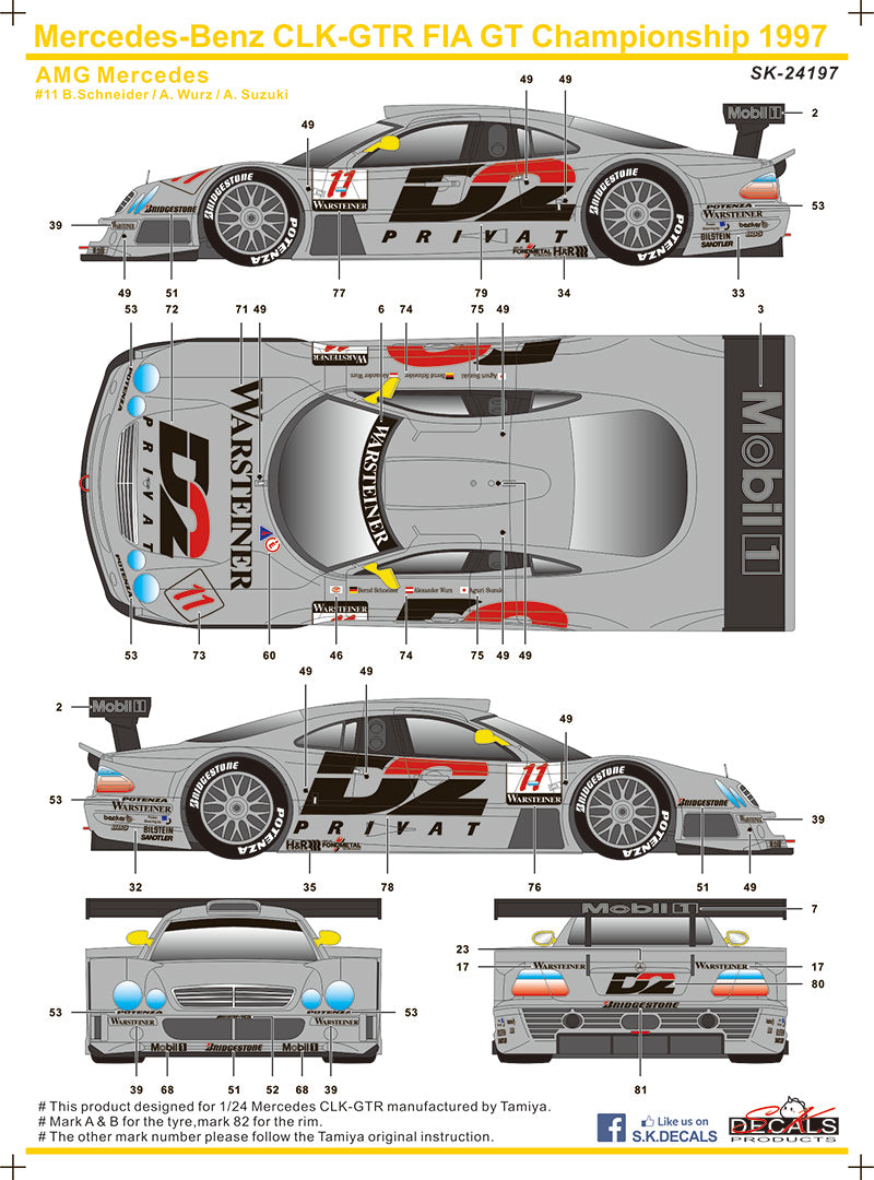 Mercedes-Benz CLK-GTR FIA GT Championship 1997 für Tamiya 1/24