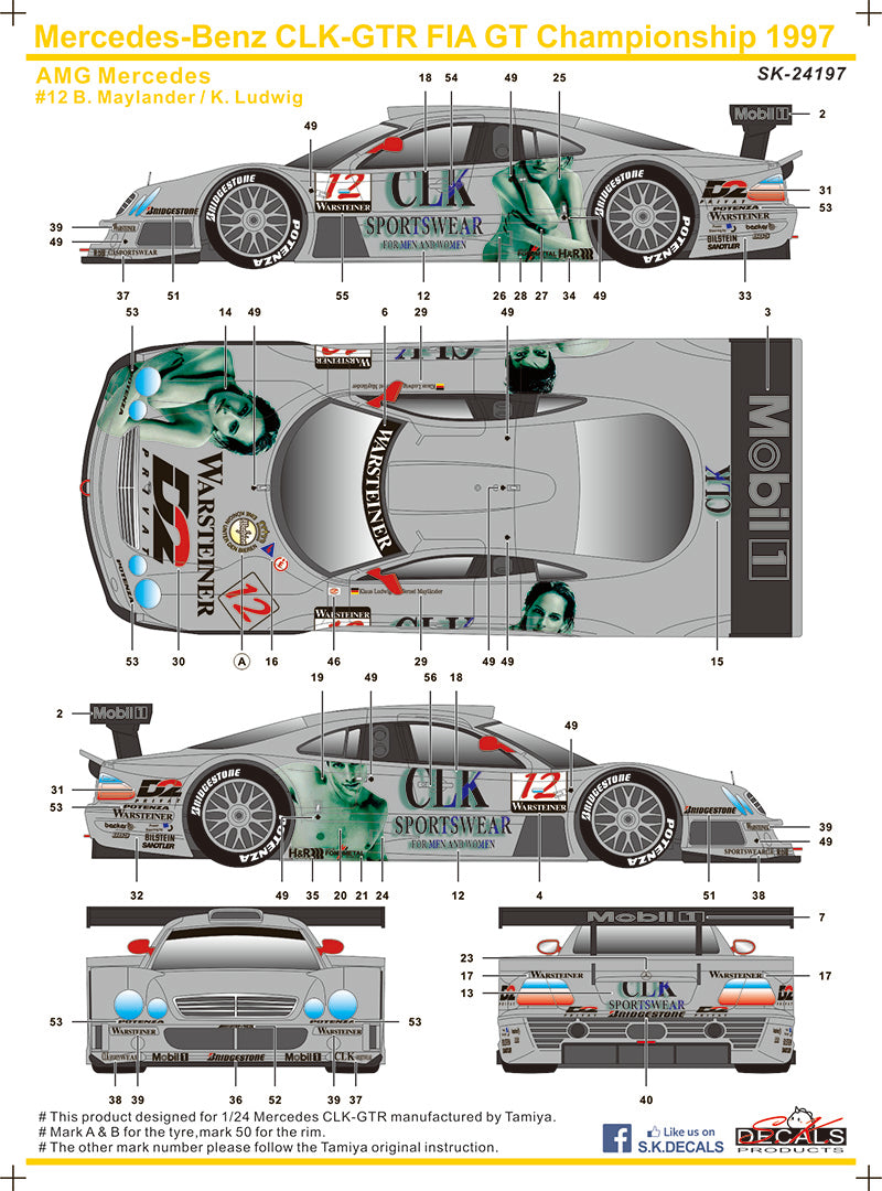 Mercedes-Benz CLK-GTR FIA GT Championship 1997 für Tamiya 1/24