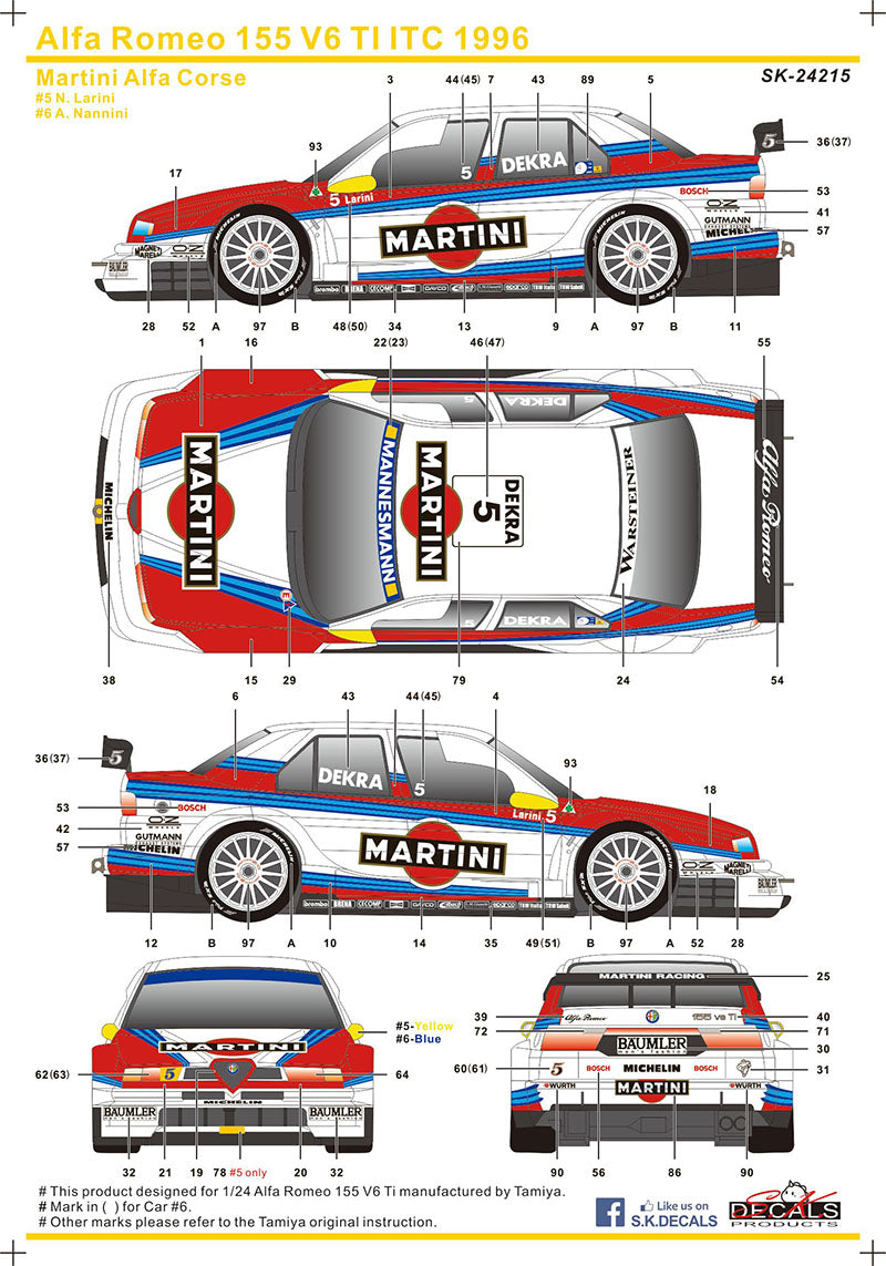 Alfa Romeo 155 V6 TI Martini für Tamiya 1:24