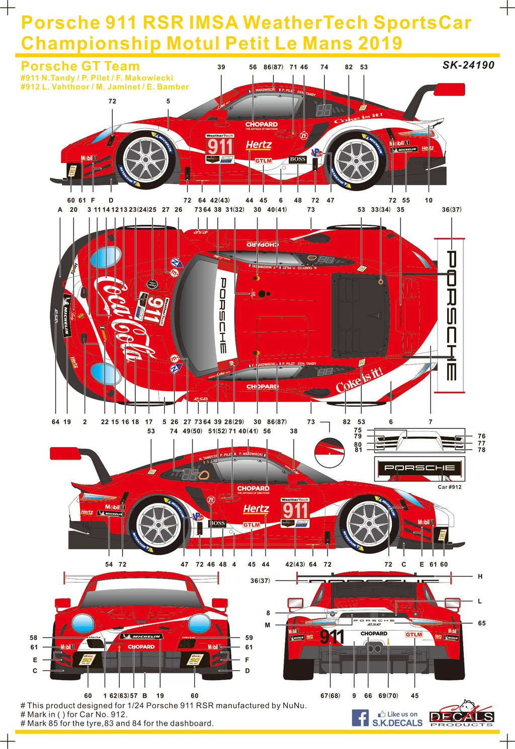 Porsche 911 RSR IMSA WeatherTech SportsCar Championship für NUNU 1/24