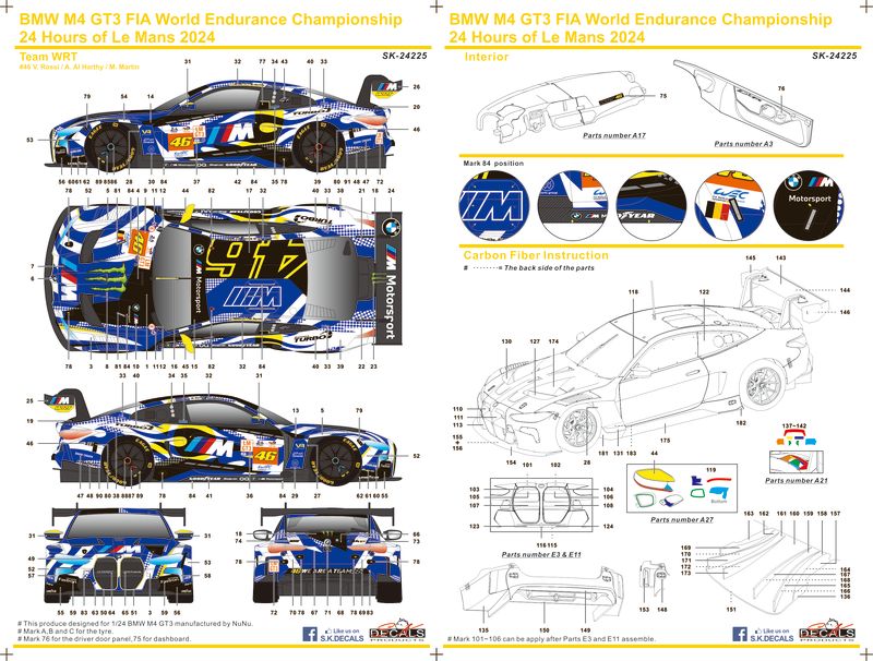 MW M4 GT3 FIA World Endurance Championship 24 Hours of Le Mans 2024 Team WRT Nr 46