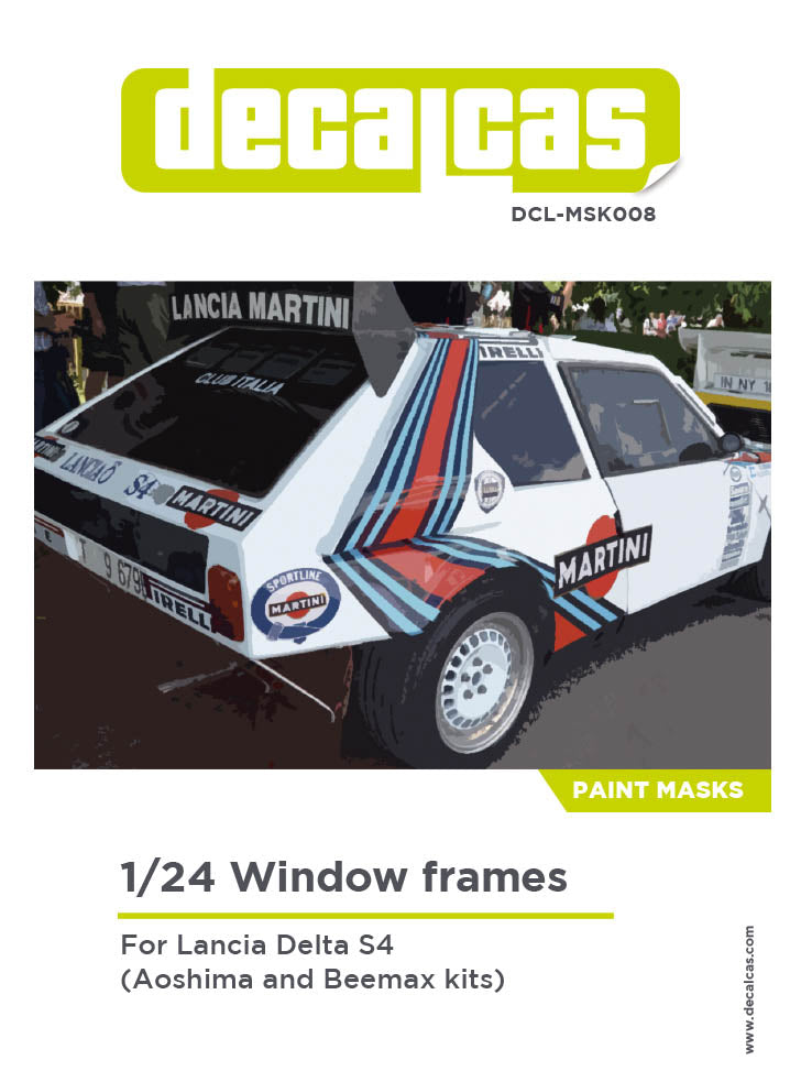 Window frame pre-cut paint masks for 1/24 scale models: Lancia Delta S4