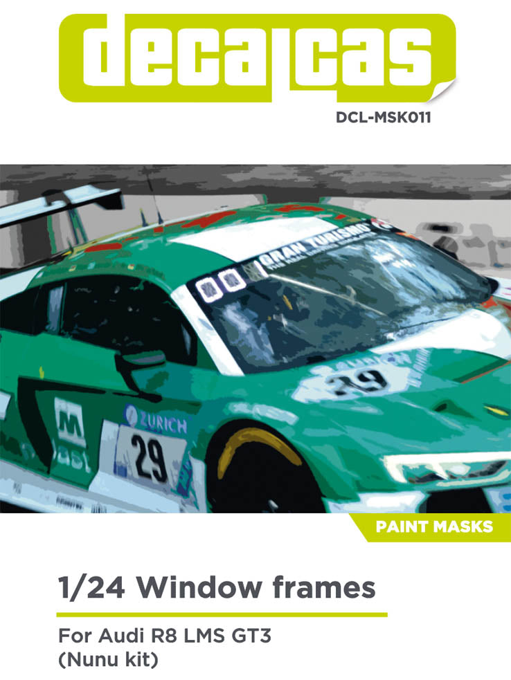 Window frame pre-cut paint masks for 1/24 scale models: Audi R8 LMS GT3