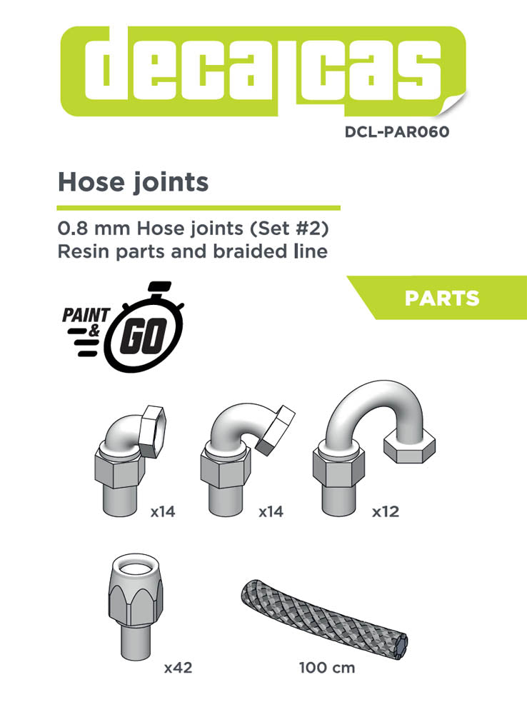 Hose joints for 1/24 scale models: 0.8mm Hose joints set 2