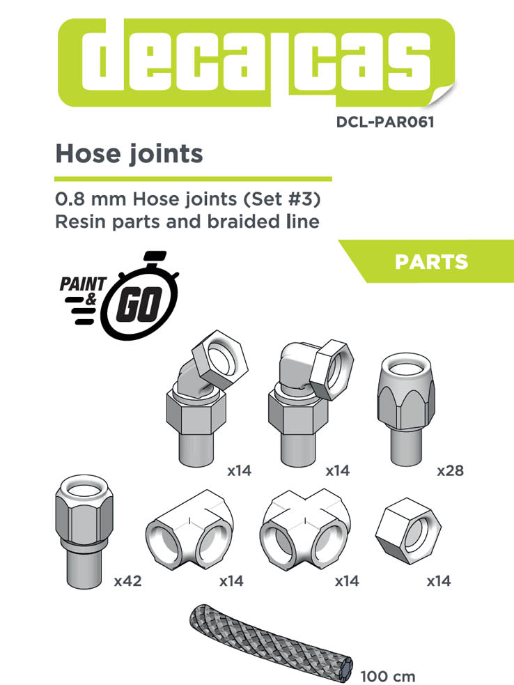 Hose joints for 1/24 scale models: 0.8mm Hose joints set 3