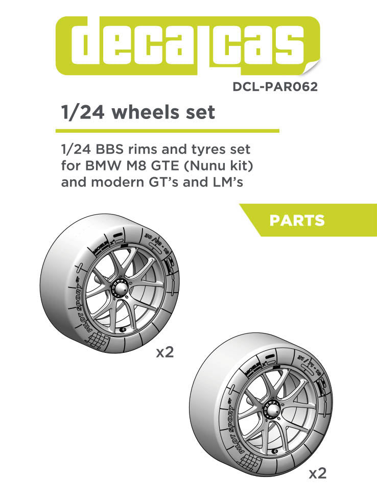 Rims and tyres set for 1/24 scale models: BMW M8 GTE - BBS rim + Michelin tyres