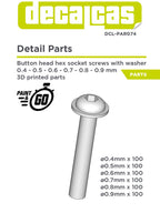 Rivets for scale models: Button head hex socket screws with washer 0,4mm, 0,5mm, 0,6mm, 0,7mm, 0,8mm and 0,9mm
