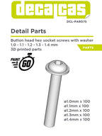 Fasteners for scale models: Button head hex socket screws with washer 1.0mm, 1.1mm, 1.2mm, 1.3mm and 1.4mm