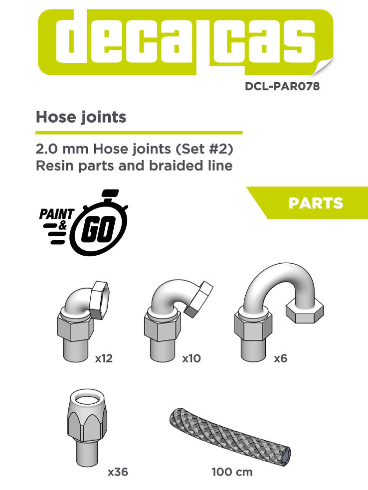 Hose joints for 1/12 scale models: 2.0mm Hose joints - Set 2