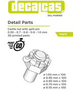 Nuts for scale models: Castle nut with split pin 0,55mm, 0,7mm, 0,8mm, 0,9mm, 1,0mm