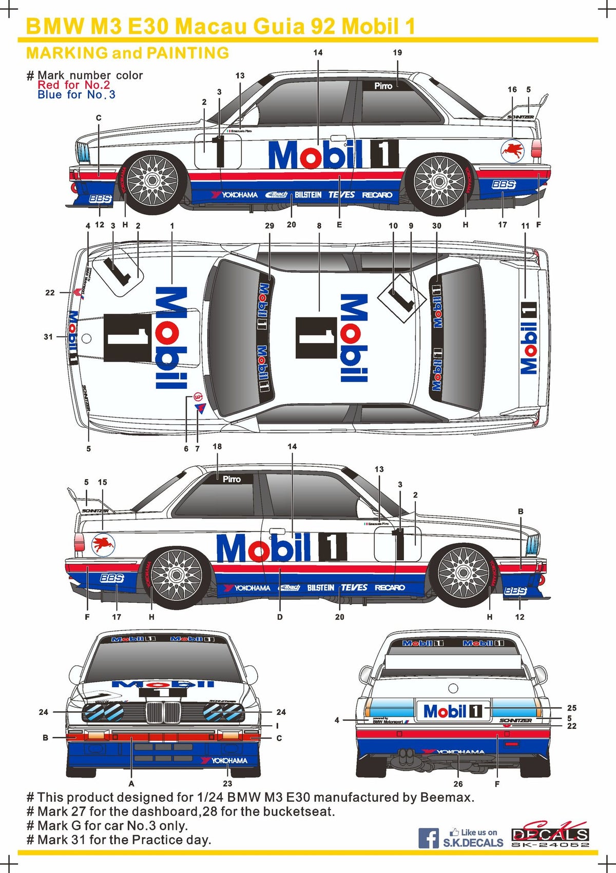BMW M3 E30 Macu ´92 Mobil 1 1:24