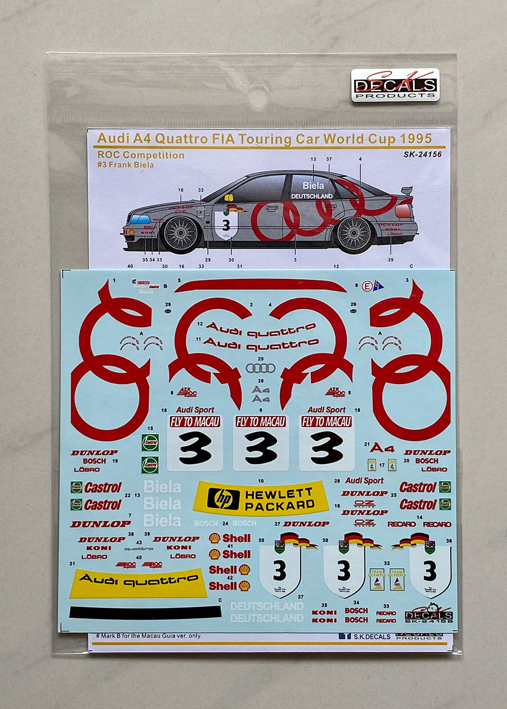 udi A4 Quattro FIA Touring Car World Cup 1995 ROC Competition für NUNU Audfi A4 1/24
