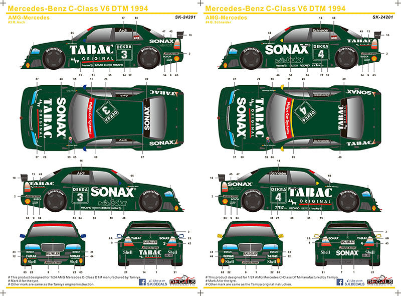 Mercedes C-Class V6 DTM 1994 für Tamiya 1:24