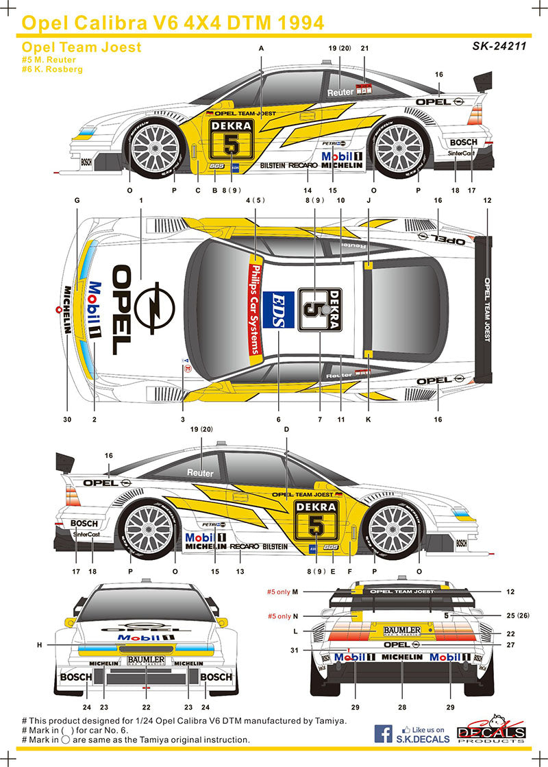 Opel Calibra V6 4X4 DTM Team Joest für Tamiya 1:24